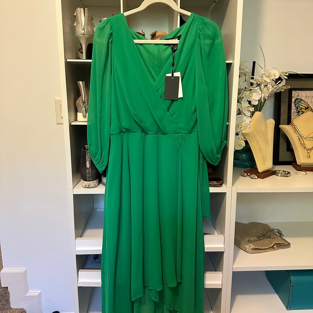 DKNY Vibrant Green Long Sleeve Dress